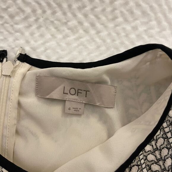 LOFT Women Floral Lace Shift Lined Sheath Sleeveless Mini Dress Size 4 - Picture 7 of 9